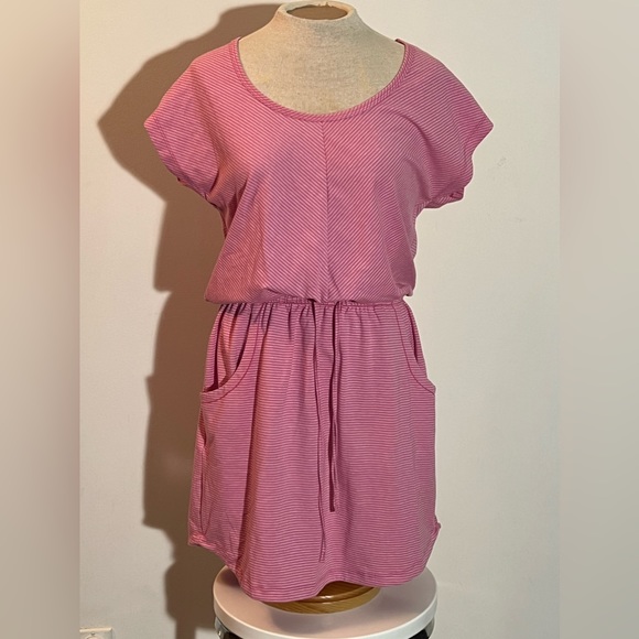 The North Face Dresses & Skirts - North Face | Pink and White Pinstripe Jersey Dress - Size Small